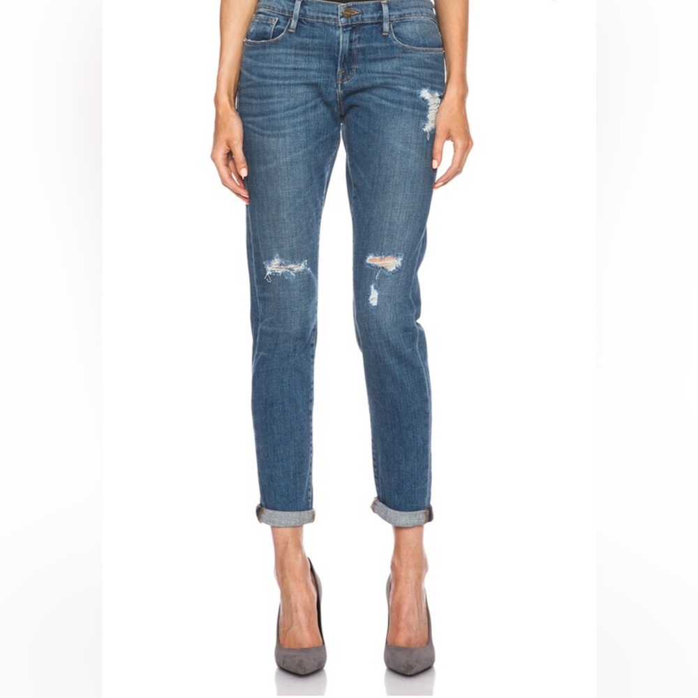 FRAME jeans Le Garçon boyfriend distressed street wear medium blue wash size 29